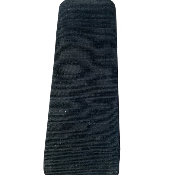 Vintage Santi Woven Straw Tote Bag Fruit Embroidered Black Canvas - Picture 6 of 11